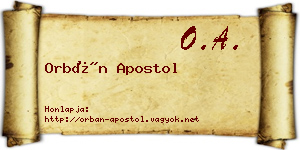Orbán Apostol névjegykártya